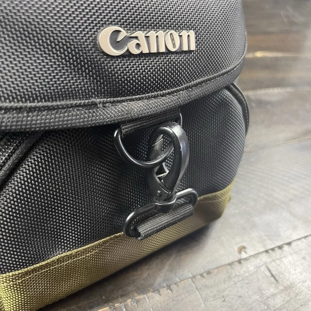 Canon Shoulder Camera Bag Black/Olive‎ Padded DSLR Case with Strap & Pockets